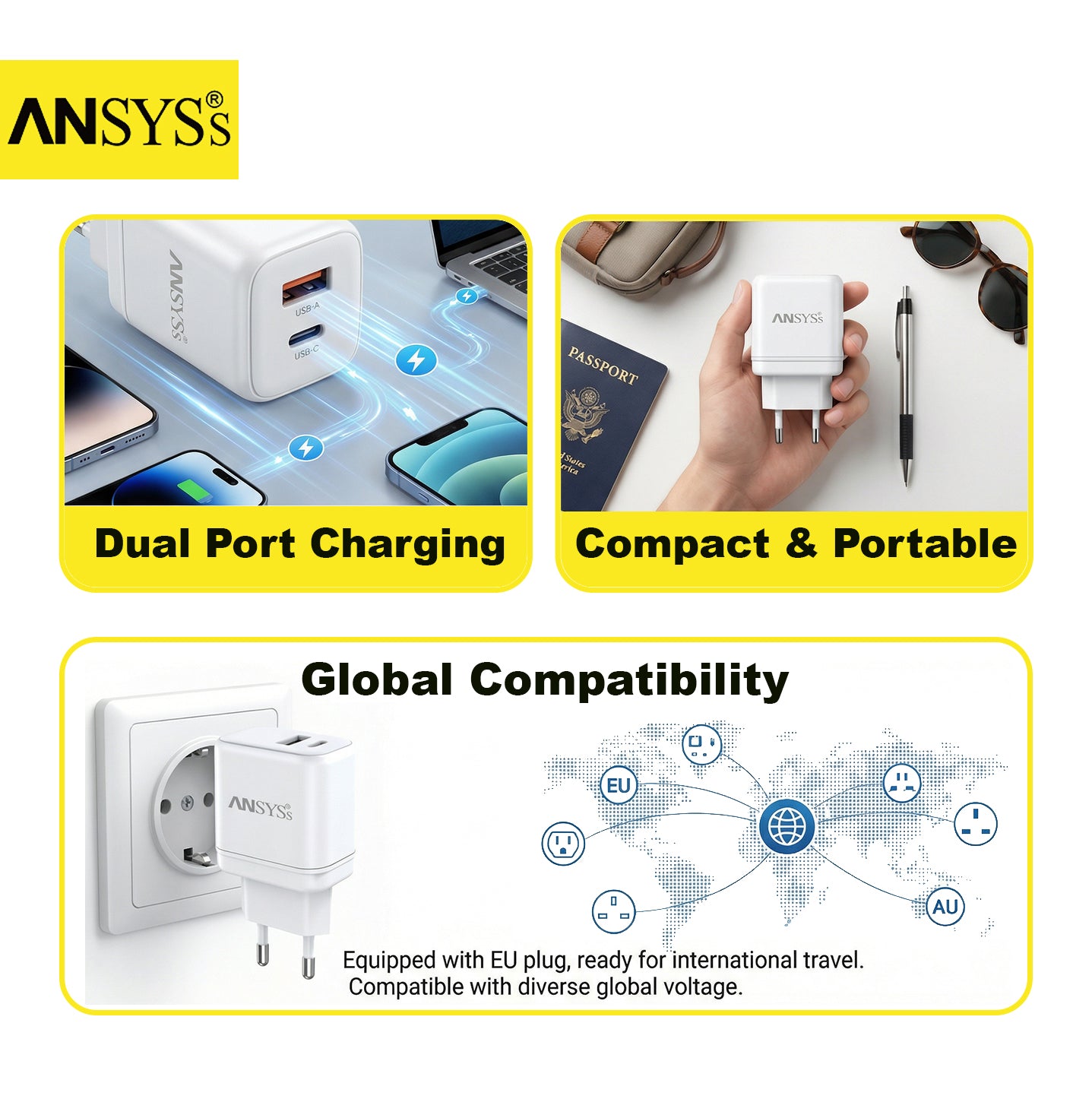USB-A + USB-C 22.5W Travel Fast Charger MC-27