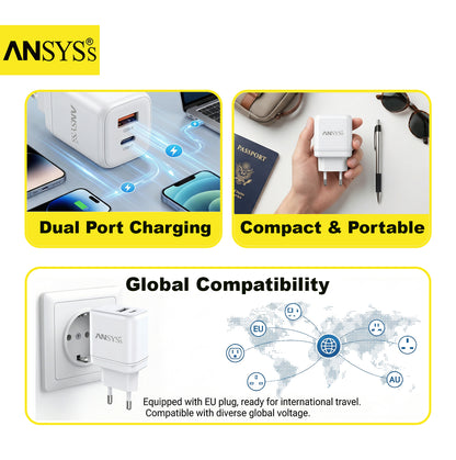 USB-A + USB-C 22.5W Travel Fast Charger MC-27